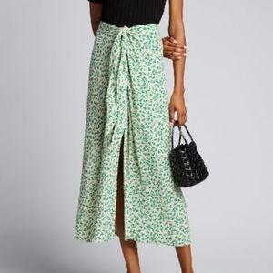 Ganni green floral skirt